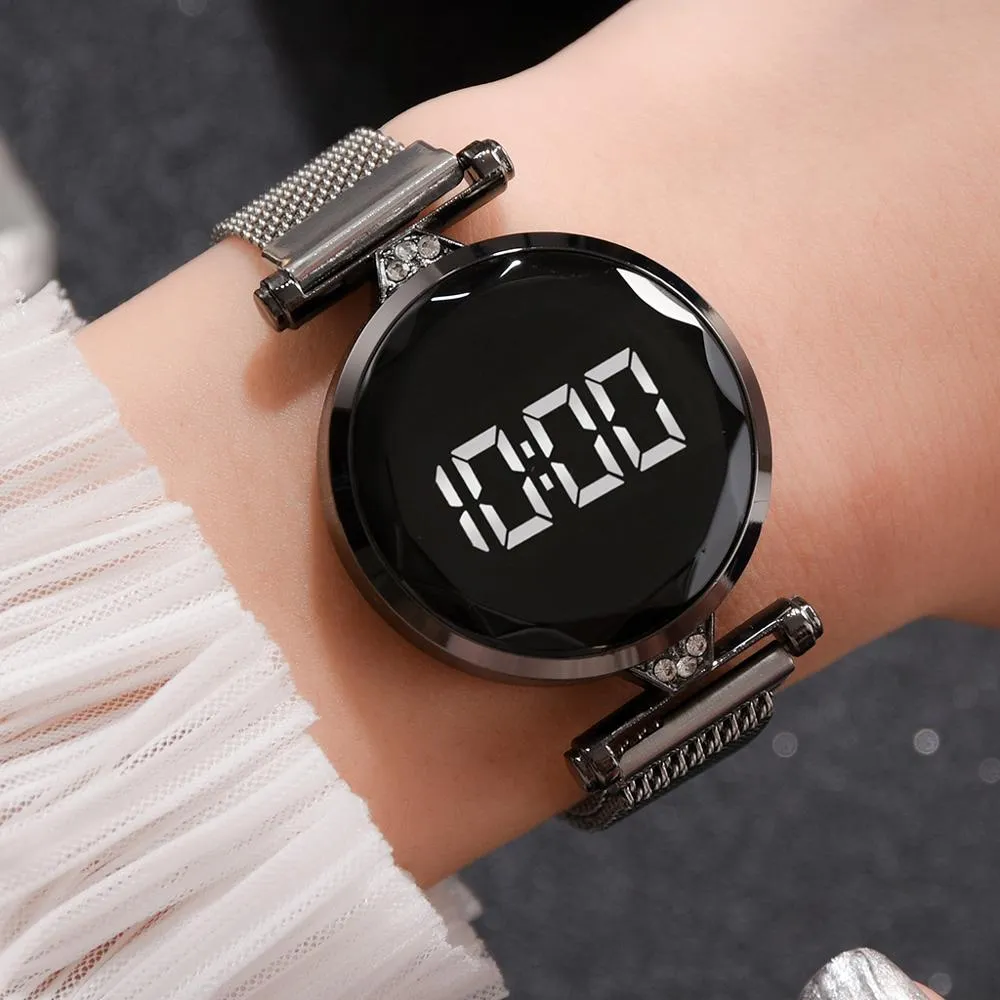 Роскошные светодиодные женские часы с магнитным браслетом, розовое золото, цифровые деловые часы, кварцевые наручные часы, женские часы relogio feminino281k