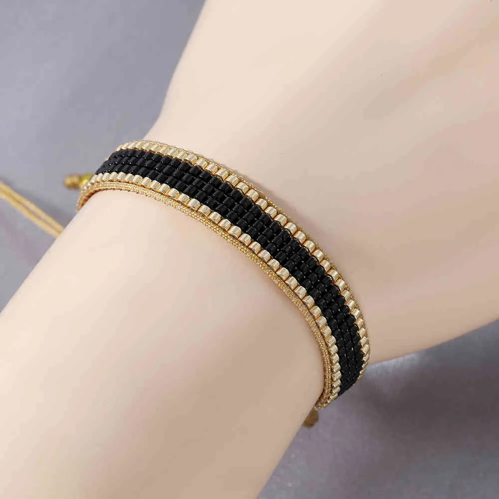 도착 Miyuki BraceletsBangles 터키어 보석 블랙 체인 Pulseras 럭키 커프스 페르시 팔찌 여성 손수 만든