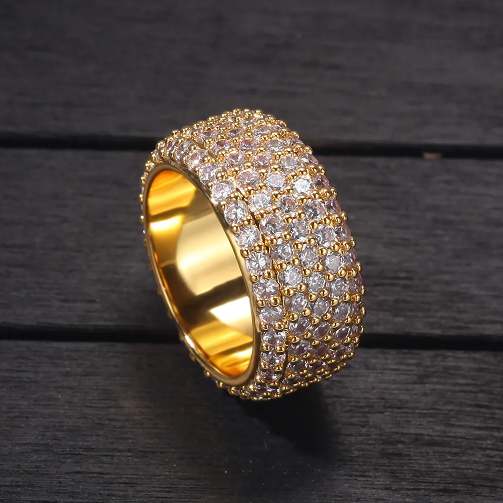 Hot Starlight Obietnica Pierścień 925 Sterling Silver Złoto Wypełnione Pięć Olśnielających Warstwy Diamond CZ Zaręczyny Zespół Ślubny Pierścienie Dla Kobiet Mężczyzn Prezent