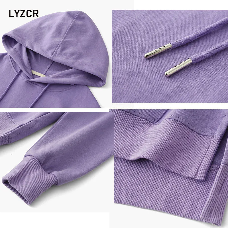 Lyzcr Hodie Hoodie Sweatshirts Women Purple Woodshirt for Women Long Sleeve Hoodies Sweatshirts Pullover Autumn Tops 201203
