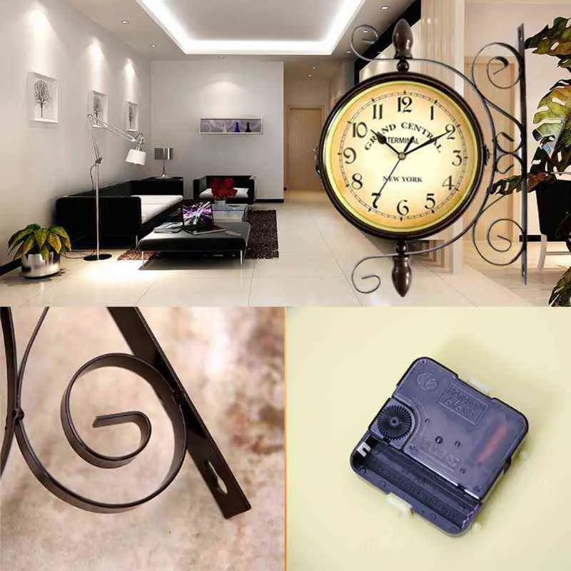 Europese stijl Vintage Clock Innovative Fashionable Double Sided Wall Clock 2111103455407