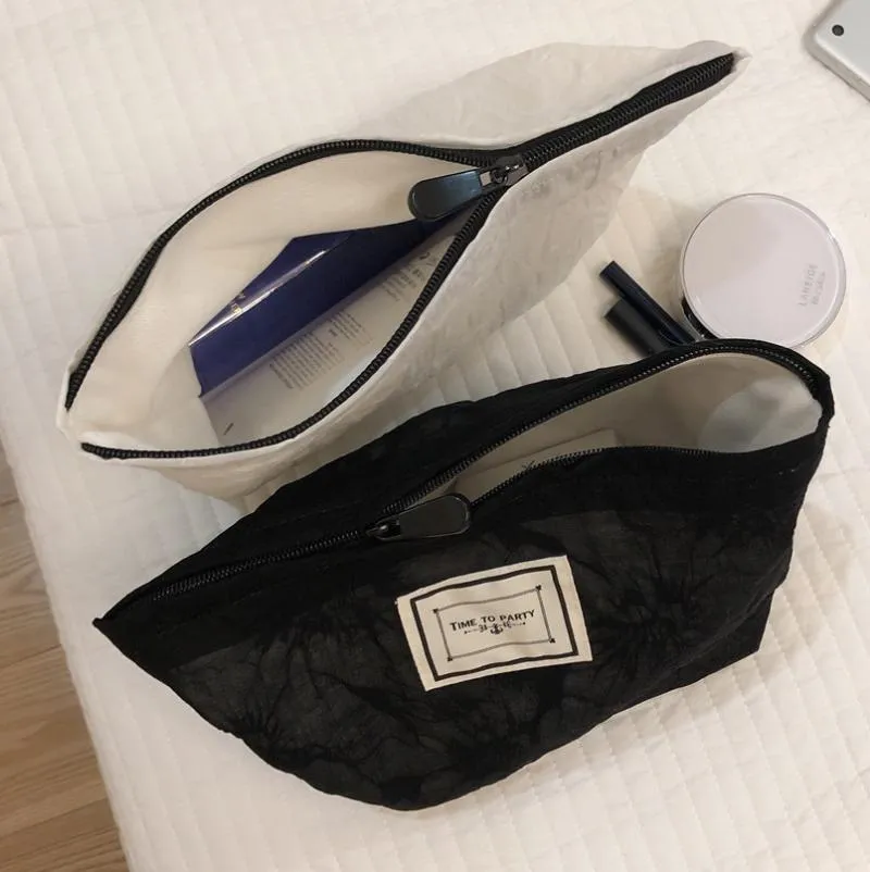 化粧品バッグケース純粋な色半透明のコスメイトバッグレトロフローラルメイクポーチ生地クラッチ女性