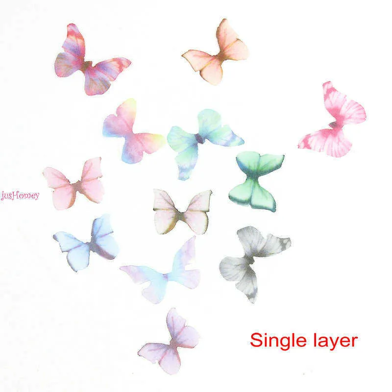 50 stks / partij Handgemaakte Organza Mini Butterflies W / Silk Butterflies -Custom Listing 210610