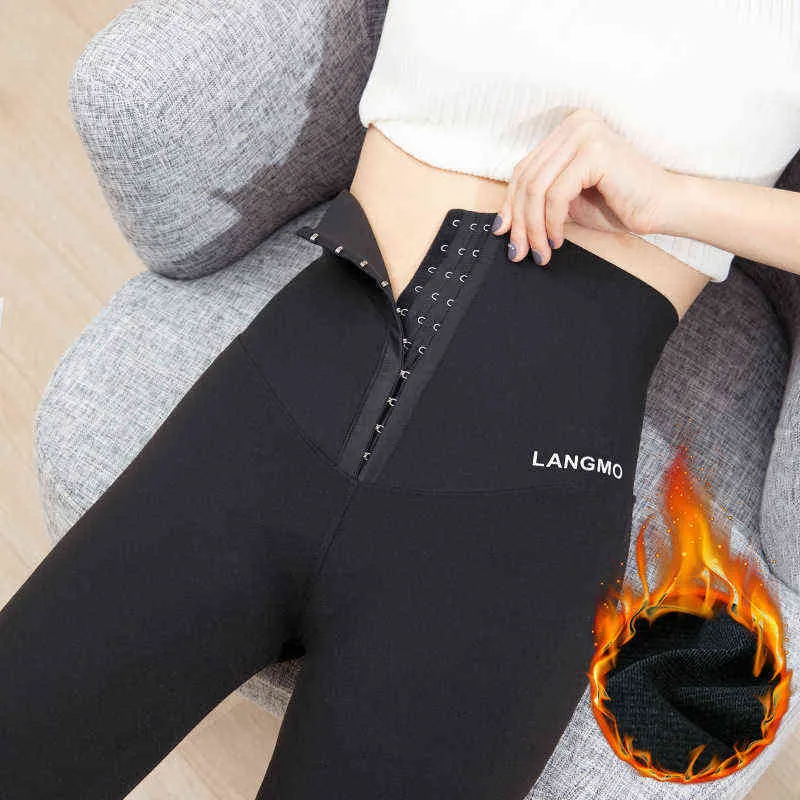 Sport Leggings Warming Höst Vinterbyxor Tryck upp Butt Lifter Hög midja Trainer Sexiga Shapewear Byxor Thermal Underwear 211215