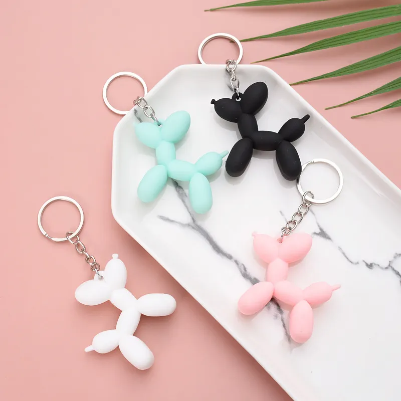 Cadena de perro con globo de colores para hombre, cadenas bonitas de PVC de goma suave para mujer, anillo para coche, colgante para bolso, llavero