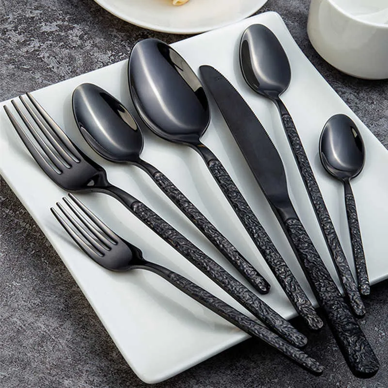 Stainless steel Western Cutlery set Knife Fork Spoon Dinner Set Dessert Dinnerware Steak Tableware 210709