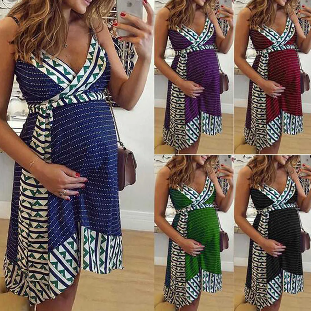 Maternity Dresses Women Pregnant Nursing Stripe Breastfeeding Summer Backless Dress Pregnancy Women Nursing Tops Nightdress Y0924