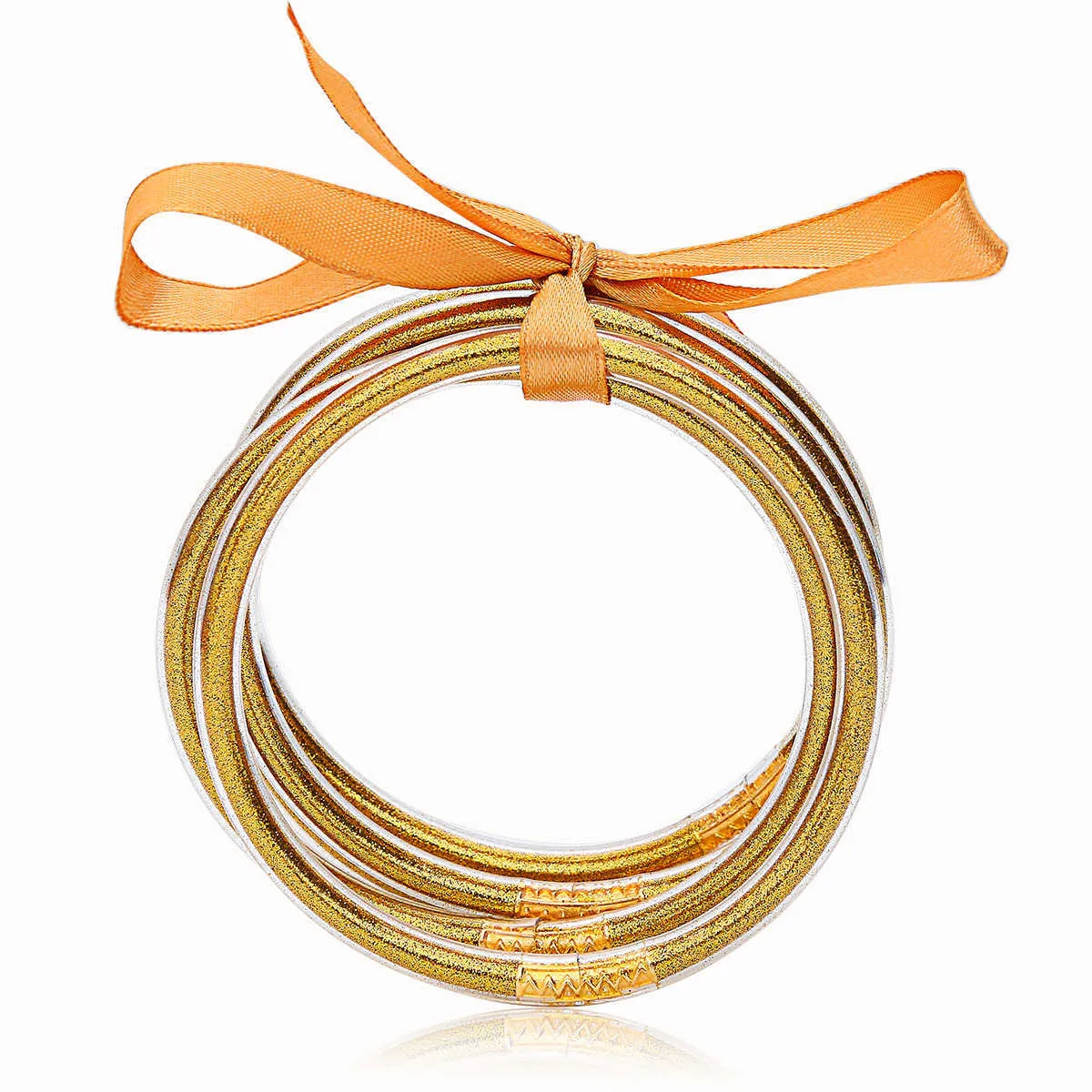 Glitter gelé armband multicolor silikon armband set band bowknot pulver dekor mode vänskap cirkel armband 5 st q0719208i