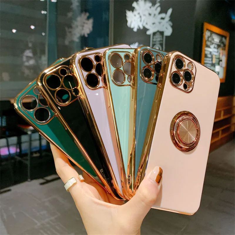 Telefoonhouder Cases voor iPhone 13 13Pro Max Ring Grip Plating Stand Case voor iPhone 11 12 11Pr Max 12Pro XR XS 7 8Plus Cover5523508