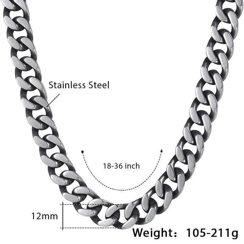 TrendsMax Heren Lace Up Chain, roestvrij staal, Cubaans Cut, Silver, 8/10 / 12mm, Kknm142 Q0809