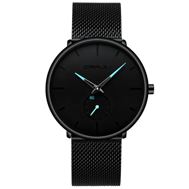 2021 Top Brand Fashion Mens Quartz Watch Crrju Luxury Watches Men décontracté mince acier en acier imperméable Sport Wristwatch Relogio Mascu205T