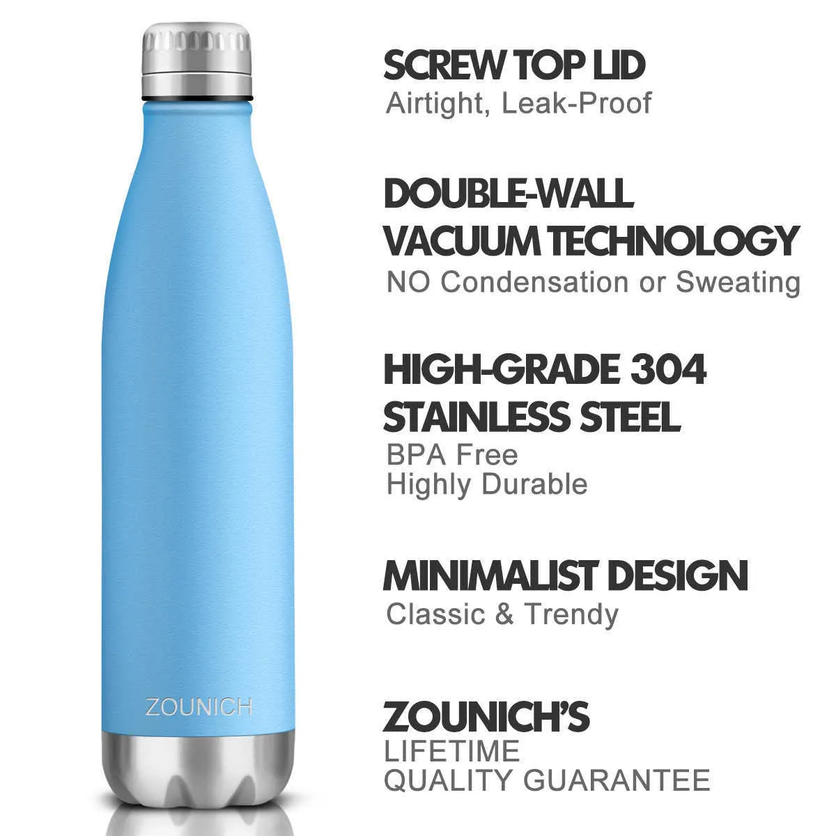 Zounich二重壁の汚れ鋼の水のボトルの魔法瓶絶縁真空フラスコジムスポーツシェーカーポータブル211013