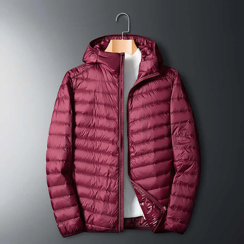 Zimowa moda marka Ultra Light Duck Down Down Mens Korean Streetwear Coats Stand Obrożność ciepłe męskie ubrania 210914