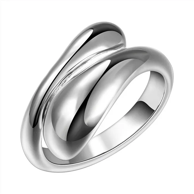 UNISSISEX Cabeça dupla redonda Sterling Silver Plated Rings Tamanho Open DMSR012 Popular 925 Silver Plate Ring Jewelry Band Rings3091