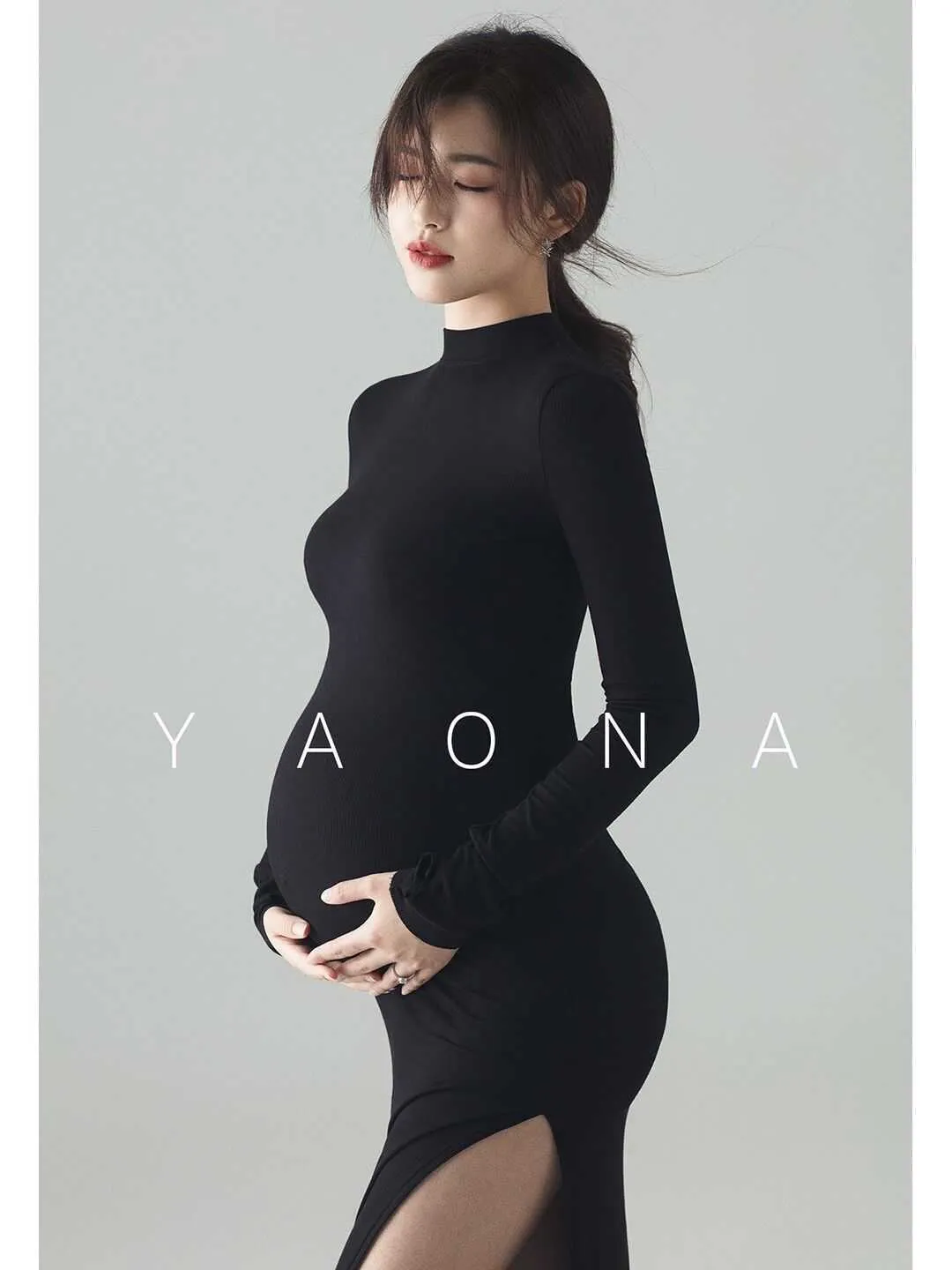 جديدة سوداء مثير فساتين الأمومة التصوير الفوتوغرافي مقسمة الجانب الطويل الحمل ملابس الصور لالتقاط الصور للنساء الحوامل