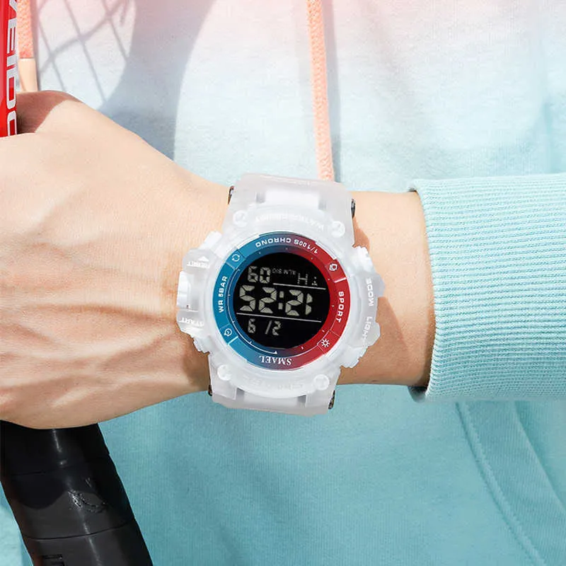 Women Digital Watch White Fashion Clock Alarm Stopwatch Sport Bracelet Watch 8046 Women Sports Watches Led Watch Waterproof Q0524306K