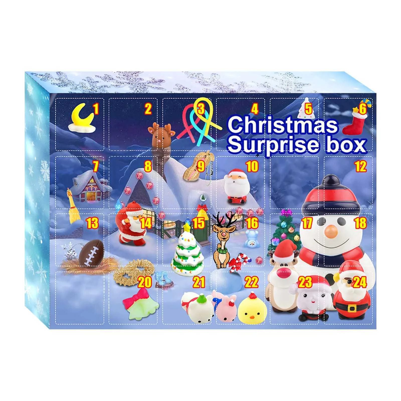 Calendario dell'Avvento di Natale bambini Conto alla rovescia le vacanze con portachiavi in silicone micro adorabile da 24 pezzi 211018