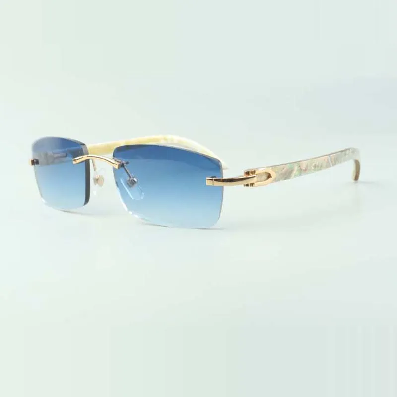 Factoryczne całe okulary przeciwsłoneczne 3524012-A1 Oryginalny wzór skorupy białe rogi Wysokiej jakości szklanki unisex202r