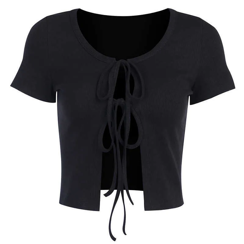 Femme Kawaii T-shirts Cyber Y2K Tee Shirt Goth Aesthetic Crop Tops Vêtements pour femmes Accessoires gothiques Vêtements de créateurs 23039P 210712