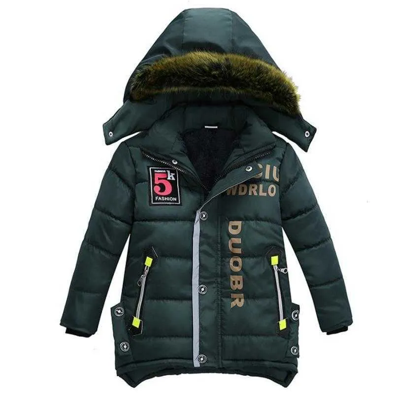 Kinderen Winterjas Jongens Hooded Katoenen Slijtage Sneeuw Warme Jas Voor Baby Boy 3 - 6 Jaren Kinderen Overjas Kleding 210916