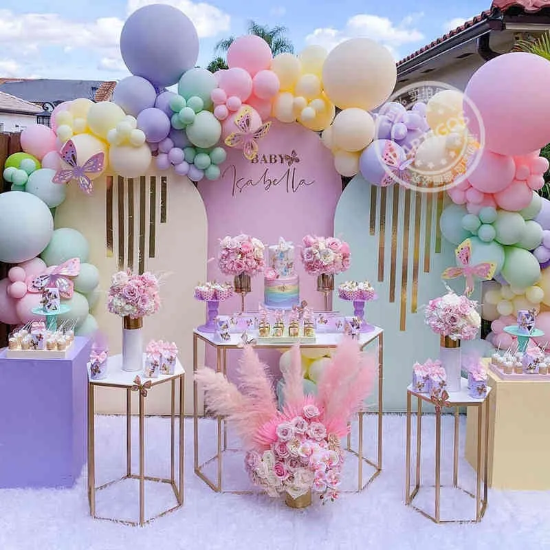 126/182 stks Multicolor Macaron Pastelkleur Ballon Garland Rainbow Latex Ballonnen Air Globos Verjaardagsfeestje Bruiloft Baby Shower Decor 211216