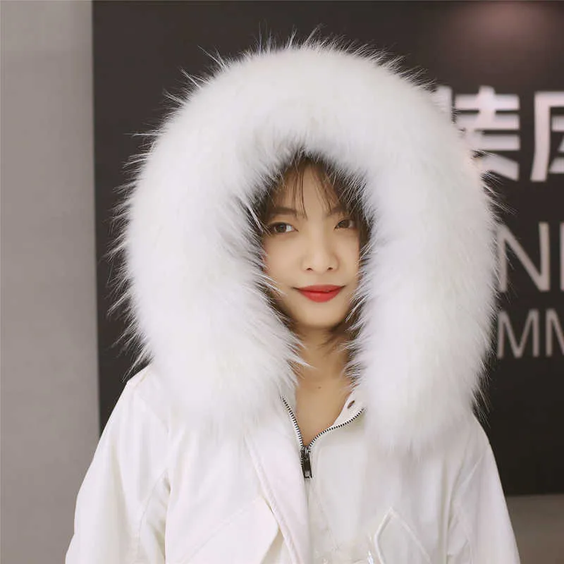 Women Faux Fox Fur Collar Winter Warm Coat Jacket Straight Collar Decor Shawls Hooded Scarives Gift Ladies Winter Warm Wrap 2021 H0923