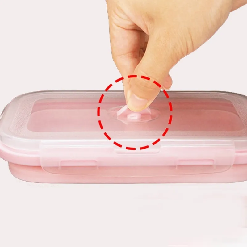 4 pièces / ensemble rose de qualité alimentaire boîte à lunch en silicone pliant conteneur écologique Bento pliable micro-ondes portable Fo Y200429