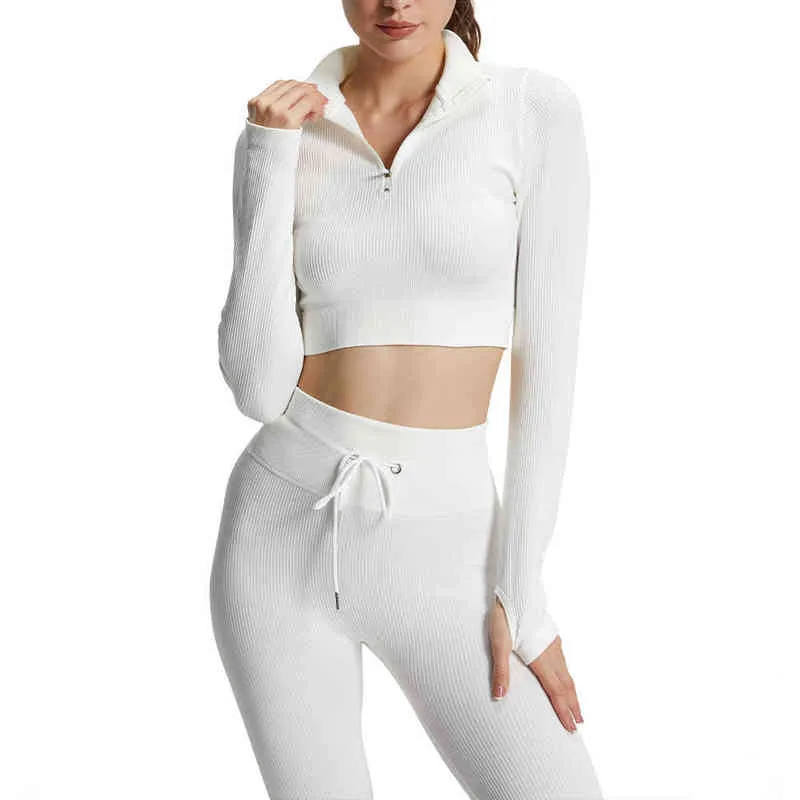 High Quality Fabric Set Woman Yoga Kit Seamless Fitness Suit High Waist Woman Clothes Leggings Bra Women's Tracksuit H1221