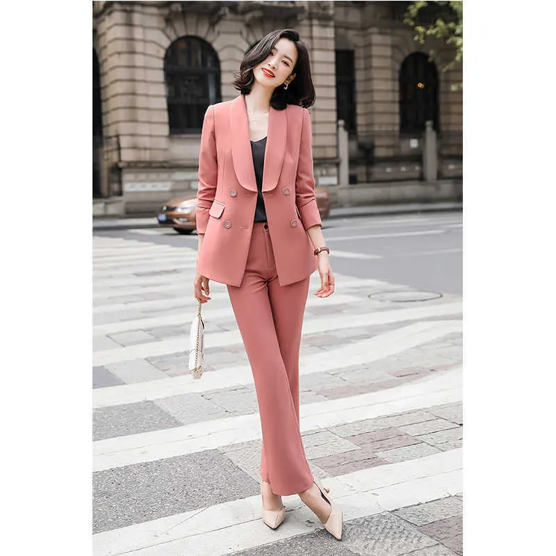 High-end kvinnor byxor kostym tvådelade höst och vinter elegant slank professionell dam kontors jacka mode casual byxor 210527