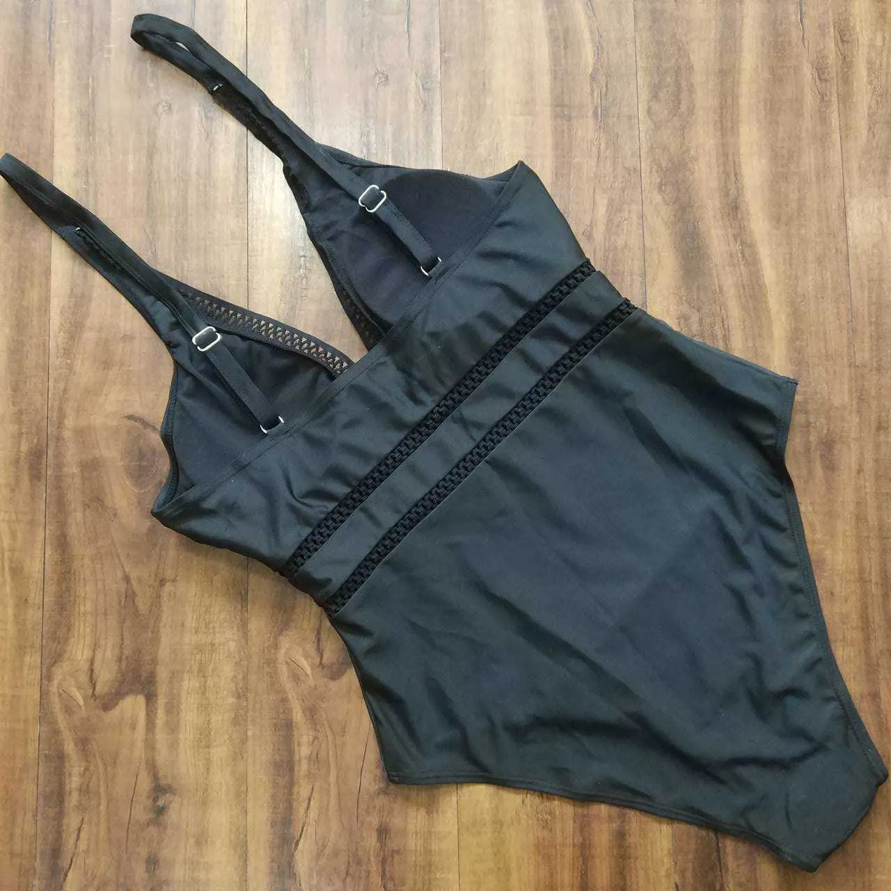 Mesh Insert High Waist Plus Size Swimsuits V Neck Swimwear Push Up Swim Suit for Women Ladies Bathing Suits Black 8xl 210611