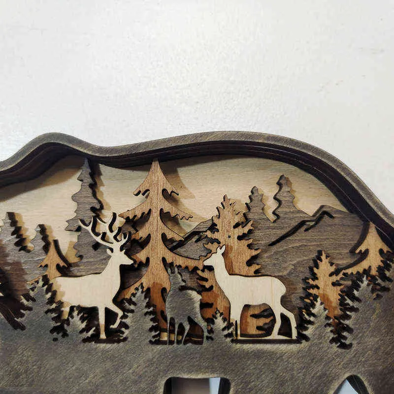 Hohltier, Heimbüro, Holzhandwerk, kreativer nordamerikanischer Wald, Wolf, Totem, Elch, Braunbär, Ornamente 211105
