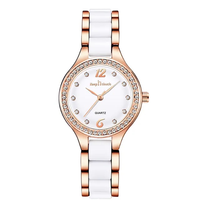 Nieuwste collectie keramische quartz uurwerk dameshorloge armband diamant glanzende dameshorloges leven waterdicht 7 mm dunne wijzerplaat Watch2812