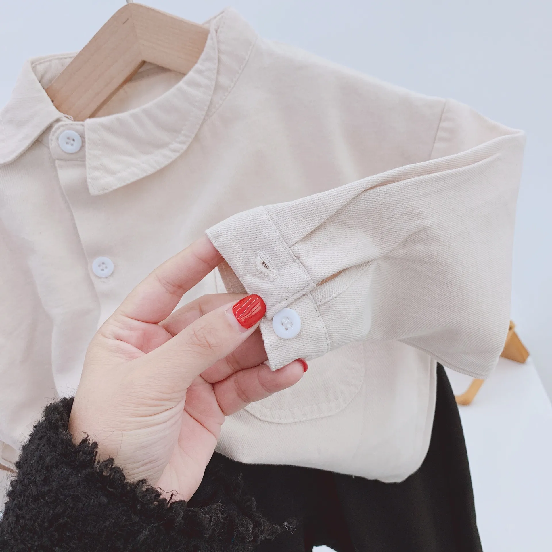 Children's Shirt Spring New Boys' Diagonal Collar Shirt Top Baby Two Color Shirt Baby Boy Clothes Girls Blouse 210306