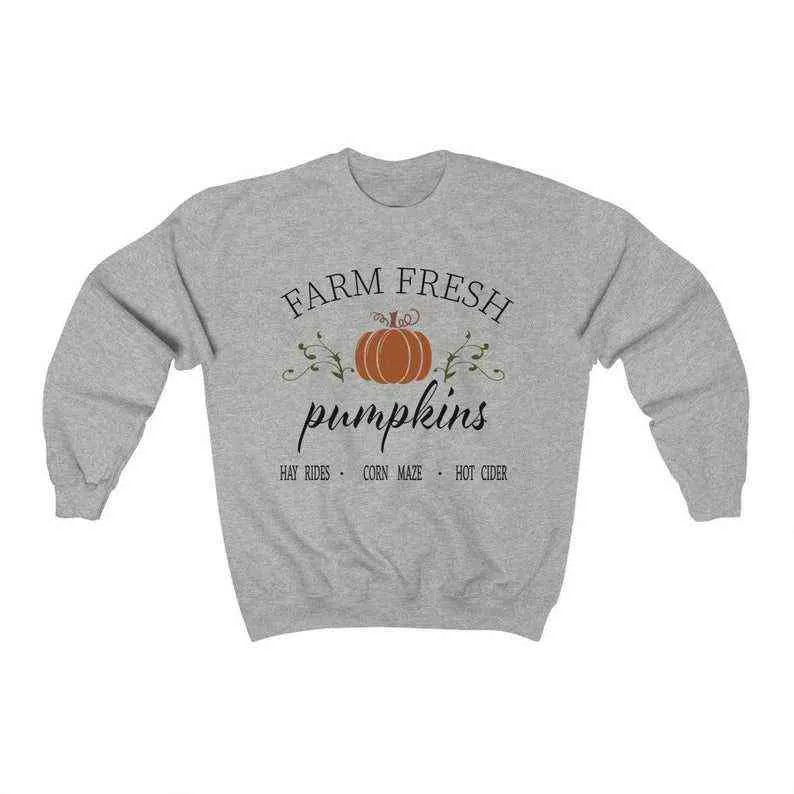 Fall Sweatshirt Farm Fresh Pumpkins Sweatshirt unisex ins fashion Crewneck shirt couple halloween classical festival top 211109