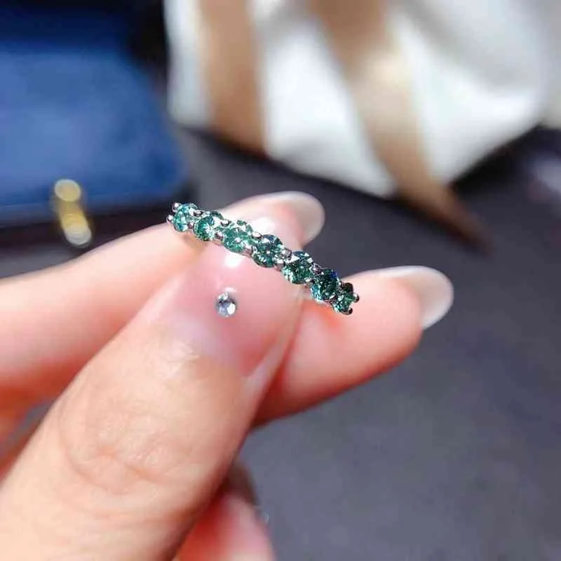 Green Beautiful thread ring, 925 Sterling Silver Diamond ring. Fashion jewelry, 211217