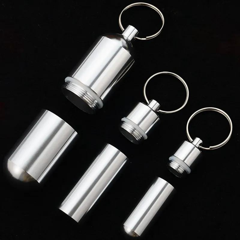 저장 병은 방수 알루미늄 주최자 키 체인 컨테이너 홀더 케이스 미니 방수 휴대용 스테인리스 스틸 박스 키 링