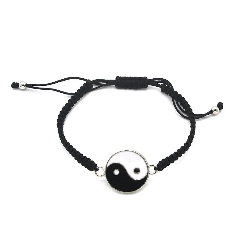 Pendentif Colliers 1 ensemble Tai Chi Couple pour femmes hommes amis Yin Yang jumelé pendentifs charmes tressé chaîne bracelet collier 269B