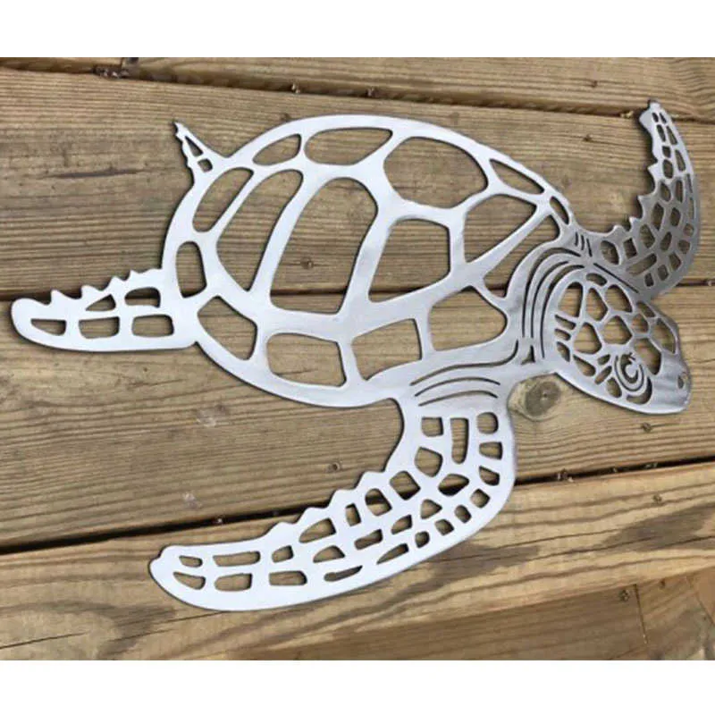 Tortue de mer en métal Ornement Thème de plage Décor Mur Art Décorations Tenture murale pour salon intérieur REME889 210811