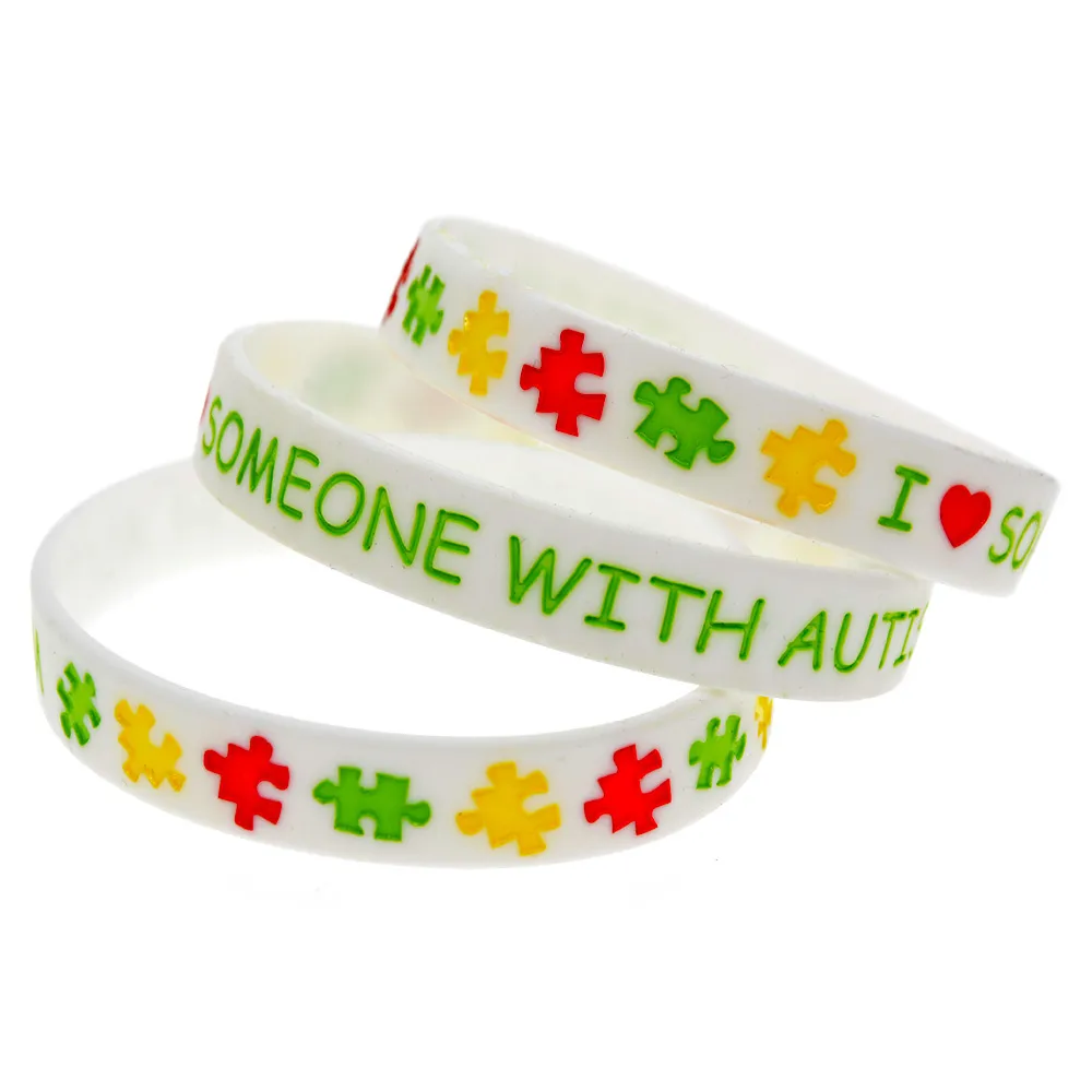 OBH 50 pezzi Bracciale in gomma siliconica I Love Someone Autism con puzzle