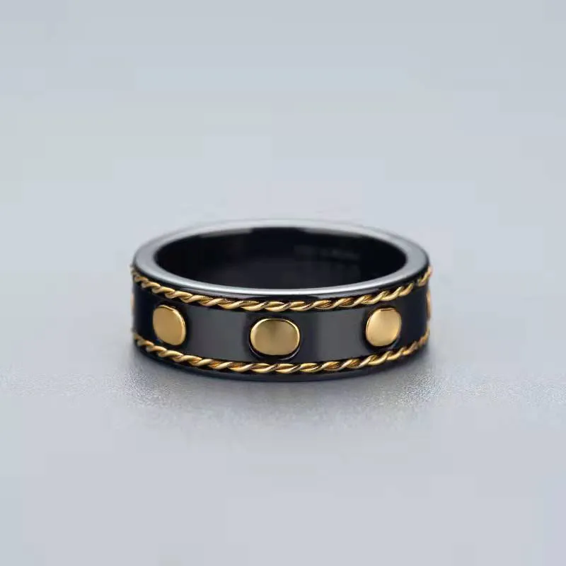 Unisex-Ring für Mann und Frau, Bienenringe, Designer-Schmuck, Geschenk, schwarz-weißer Keramikring, Modeaccessoires