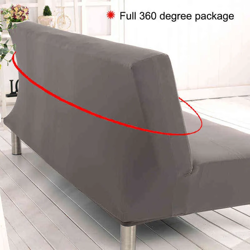 Uniwersalna Sofa Bezzmiejska Pokrywa Solidna Pokrywa Składana Kolor Nowoczesne Seat Slipcovers Stretch Obejmuje Kanapa Protector Elastyczne Futon 211102