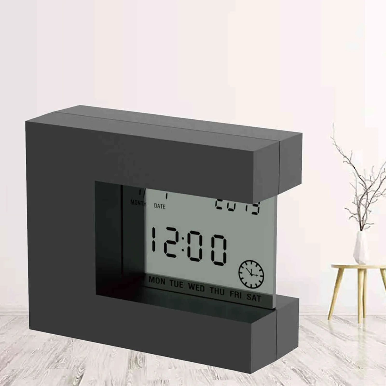 Elektronischer Desktop-LCD-Kalenderwecker mit Innenthermometer, Countdown-Küchentimer für Heimbüro-Tischuhr 211112