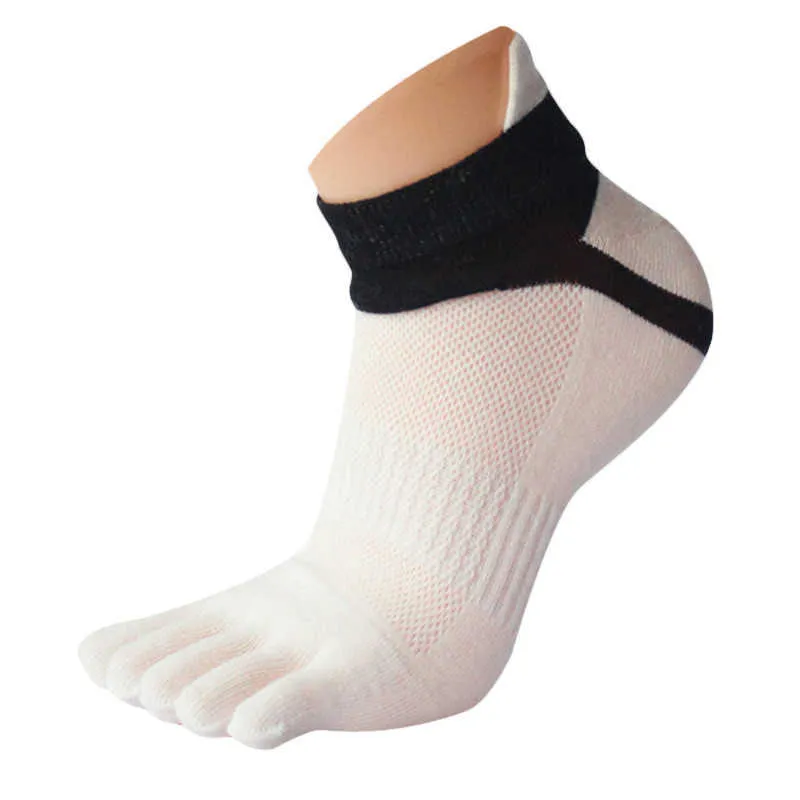 1 par bekväma män sockor mesh meias sport fem finger tå sockor casual anti-bakteriell deodorant bomull solid socka x0710