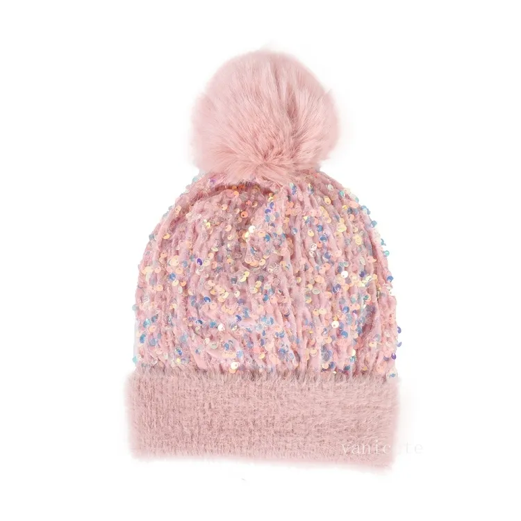 Party Hats Winter Plus Sequins Knitted Hats For Women Beanie Hat Unisex Elastic Warm Hip Hop Cap Soft Baggy Bonnet T2I53269