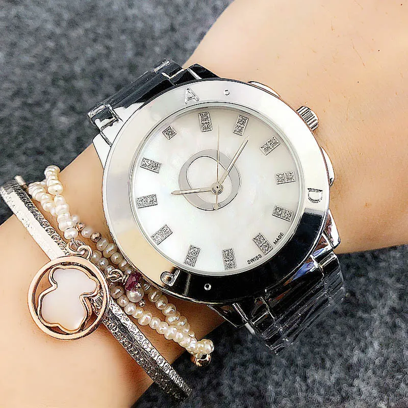 Modemerk horloges vrouwen meisje kristal stijl metalen stalen band Quartz polshorloge P42