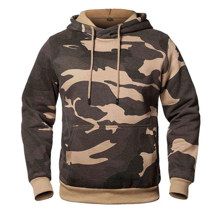 Camouflage Hoodies Mäns Fashion Sweatshirt Man Camo Hooded Hip Höst Vinter Militär Hoodie Fleece Coats US / EUR Storlek 211230