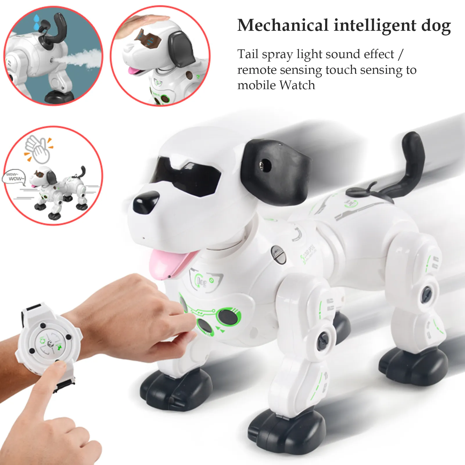 Animales electrónicos para mascotas, Perro Robot RC, Control remoto por voz, juguetes para bailar, caminar, Perro inteligente, Robots para niños, juguetes RC