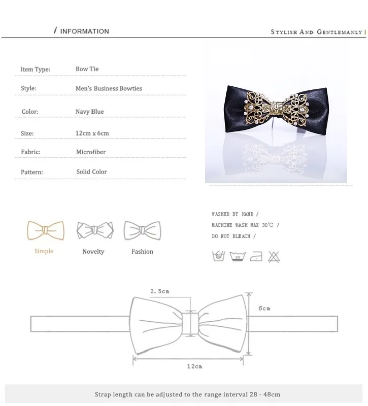 High Quality 2020 Fashion PU Leather Bow Ties for Men Designers Brand Tie Noble Diamond Metal Inlaid Luxury Wedding Bowtie