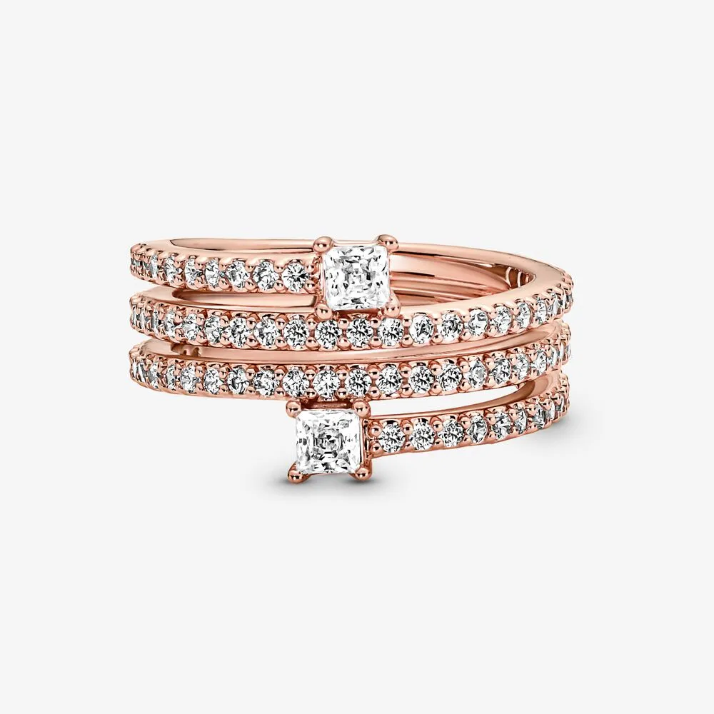 100% 925 Sterling Zilver Triple Spiraal Ring Voor Vrouwen Bruiloft Verlovingsringen Mode-sieraden Accessories296y
