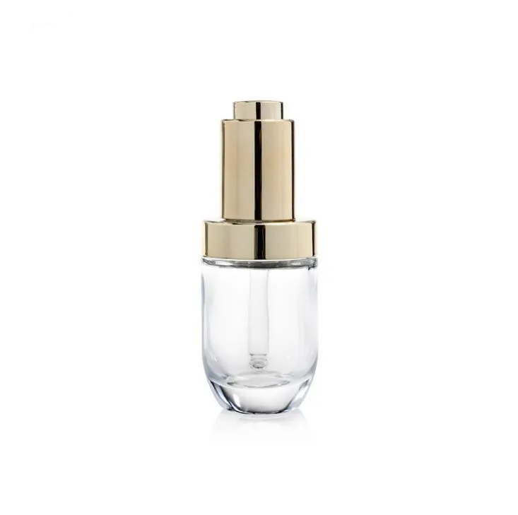 Flacon compte-gouttes de parfum d'huile essentielle cosmétique de 30 ml 30 ml avec bouchon de couvercle de pompe à presse dorée SN276